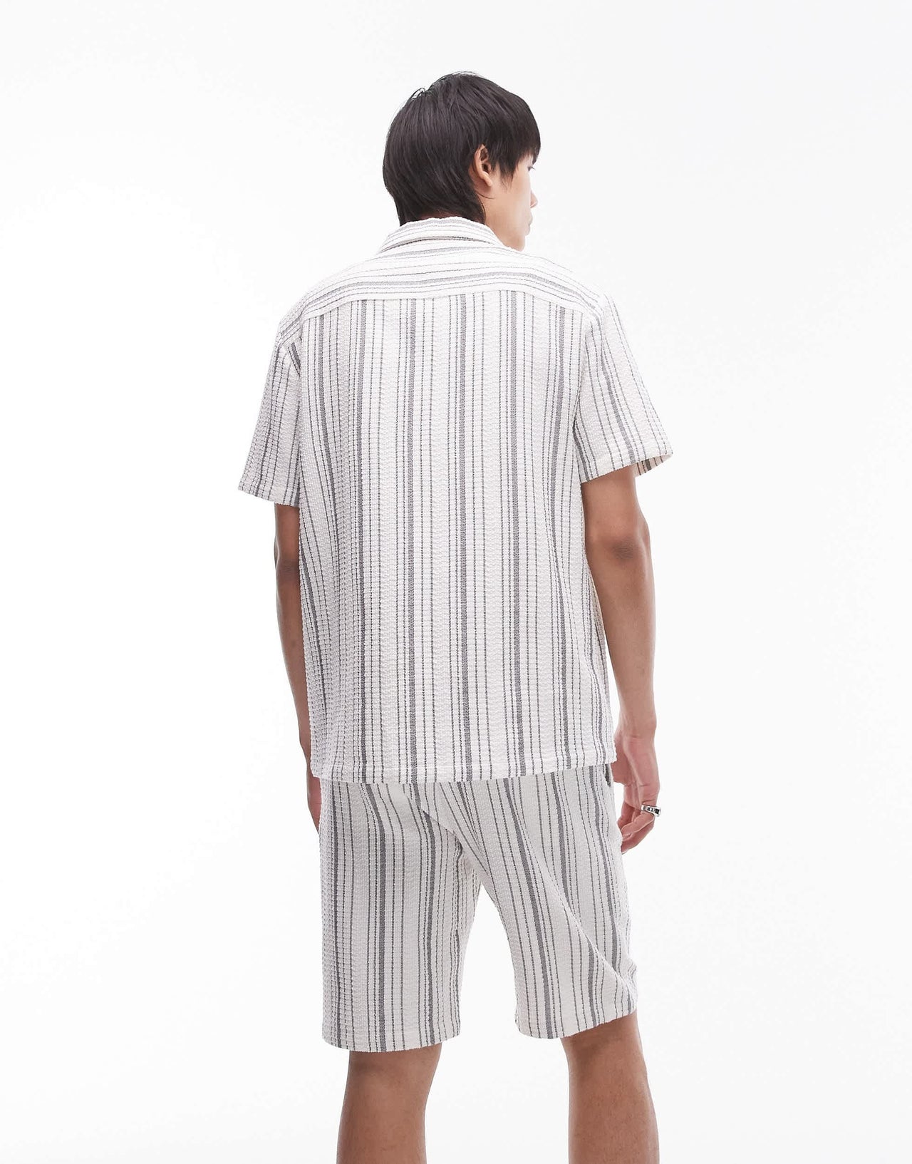 Topman co-ord stripe shorts in ecru