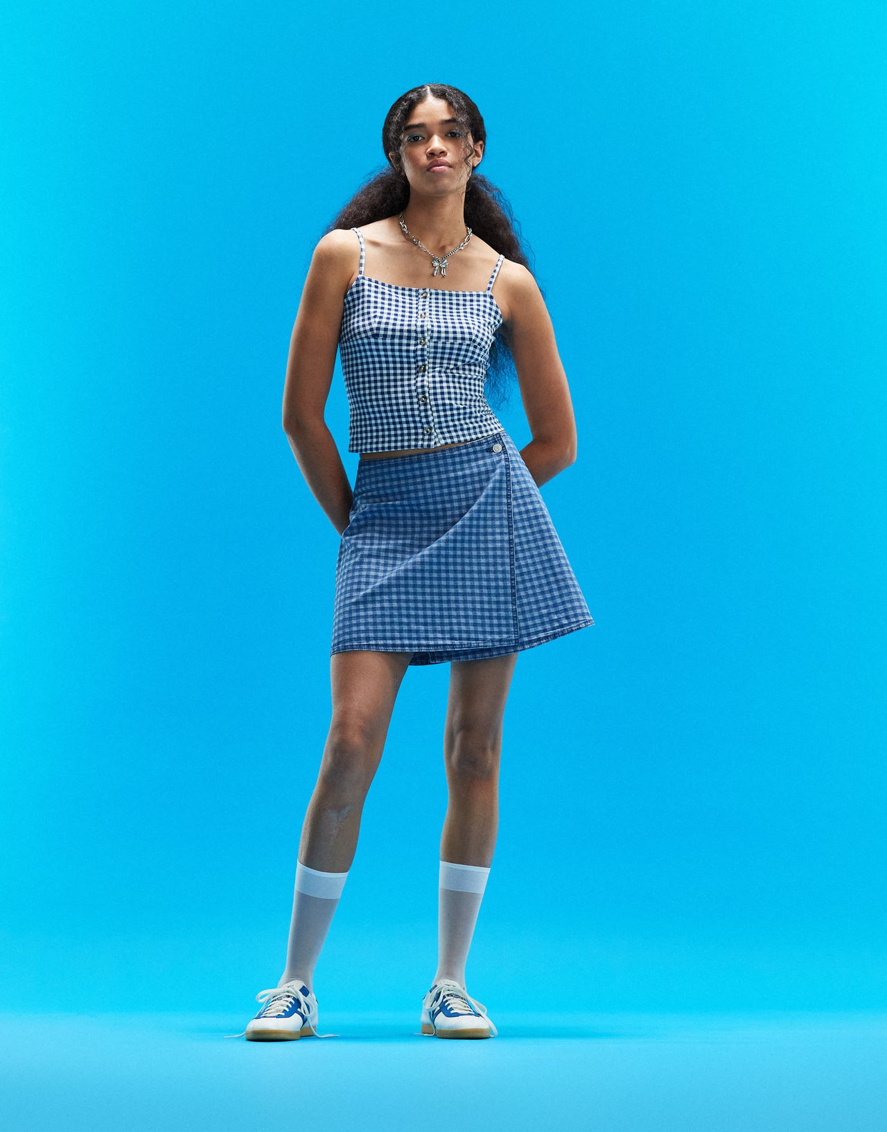 ASOS DESIGN horn button cami vest in gingham print