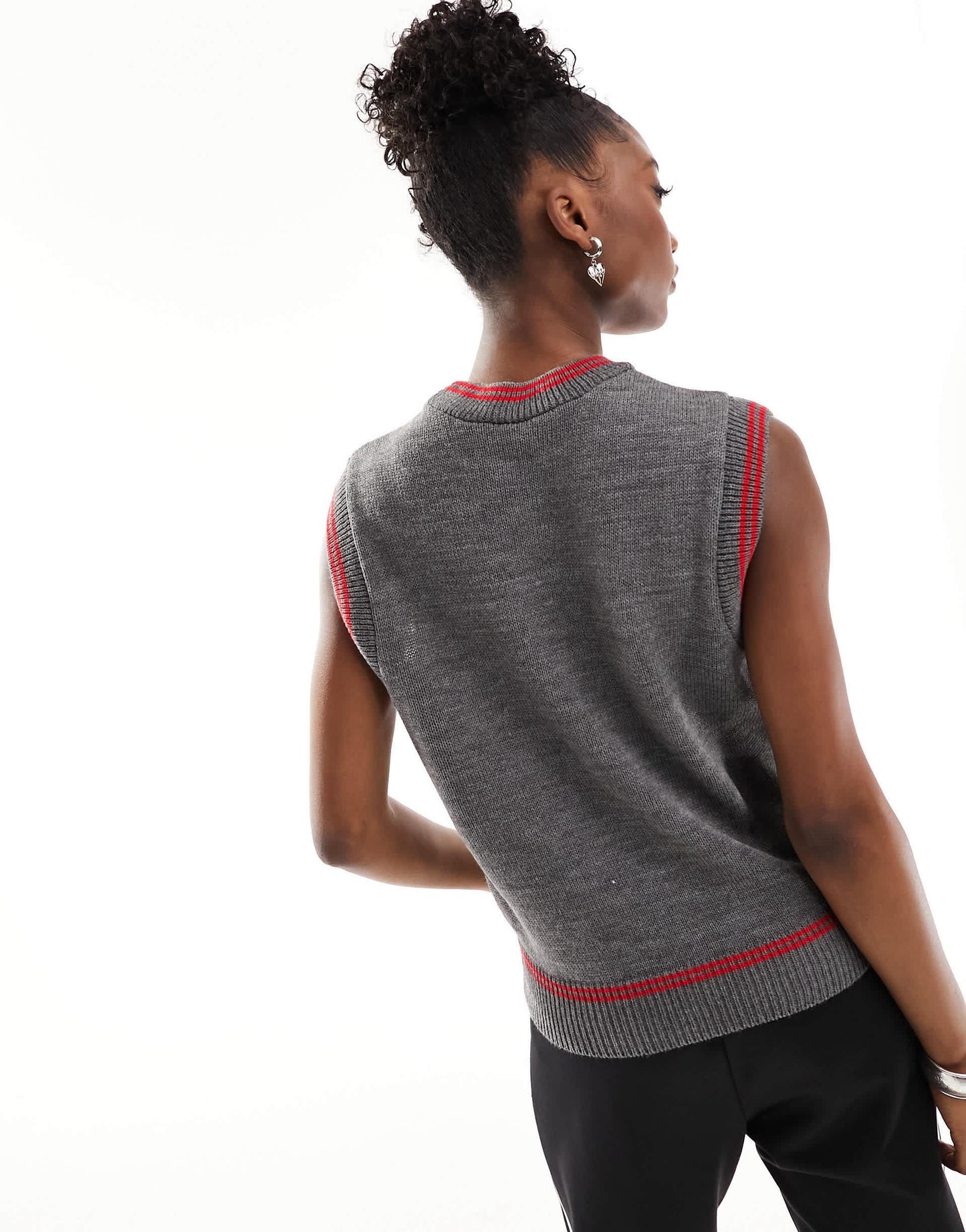 COLLUSION jacquard sleeveless sporty knitted vest in grey