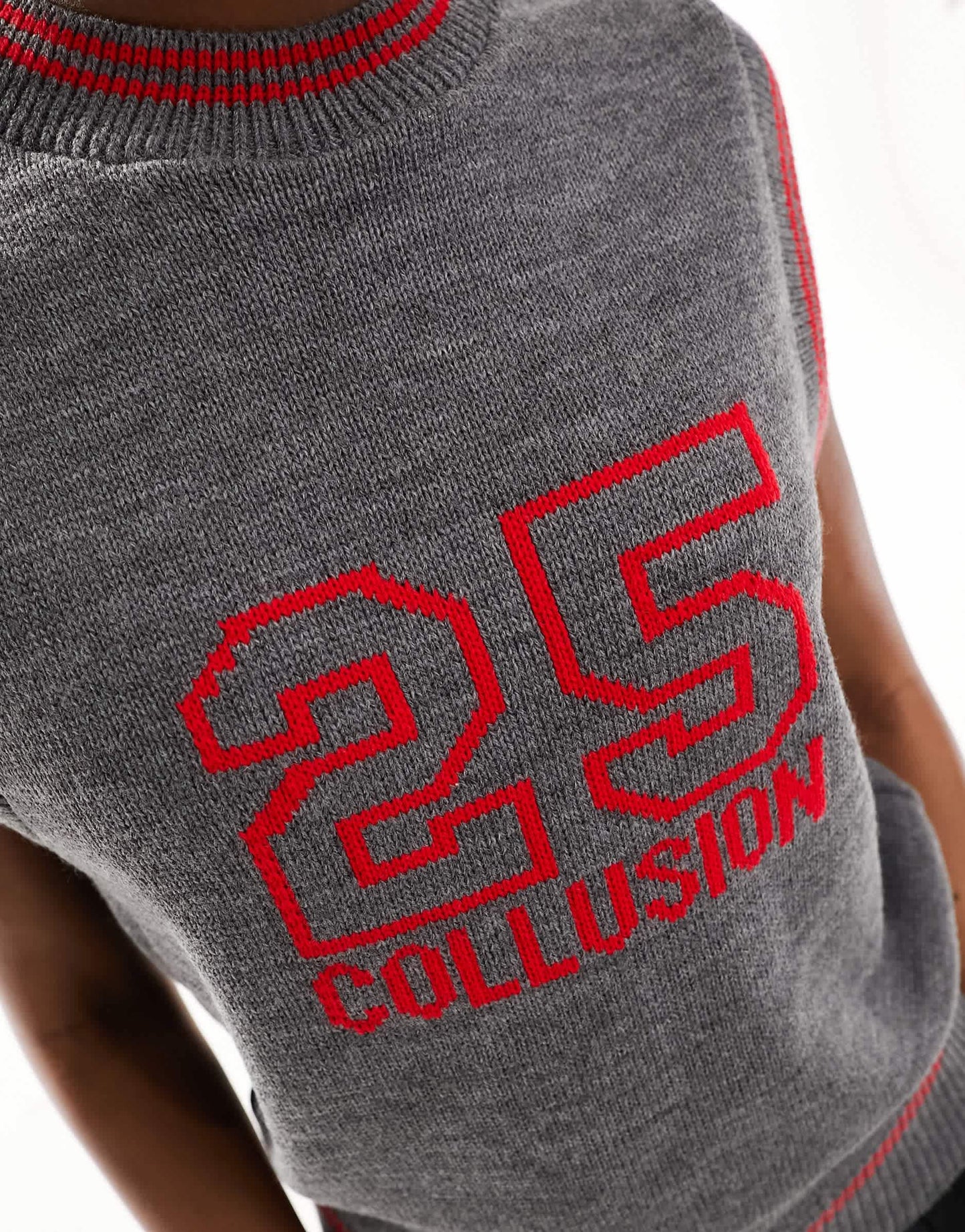 COLLUSION jacquard sleeveless sporty knitted vest in grey