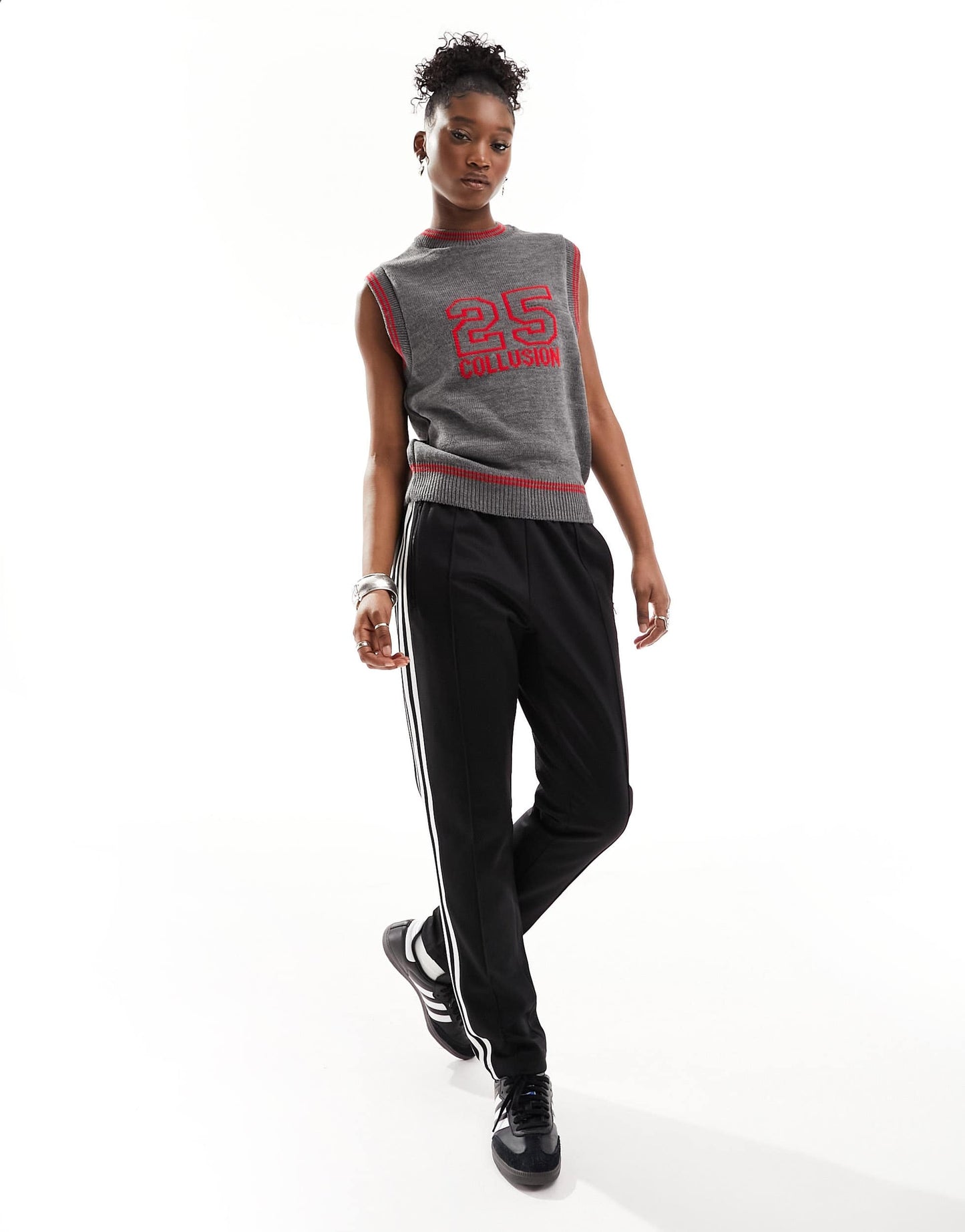 COLLUSION jacquard sleeveless sporty knitted vest in grey