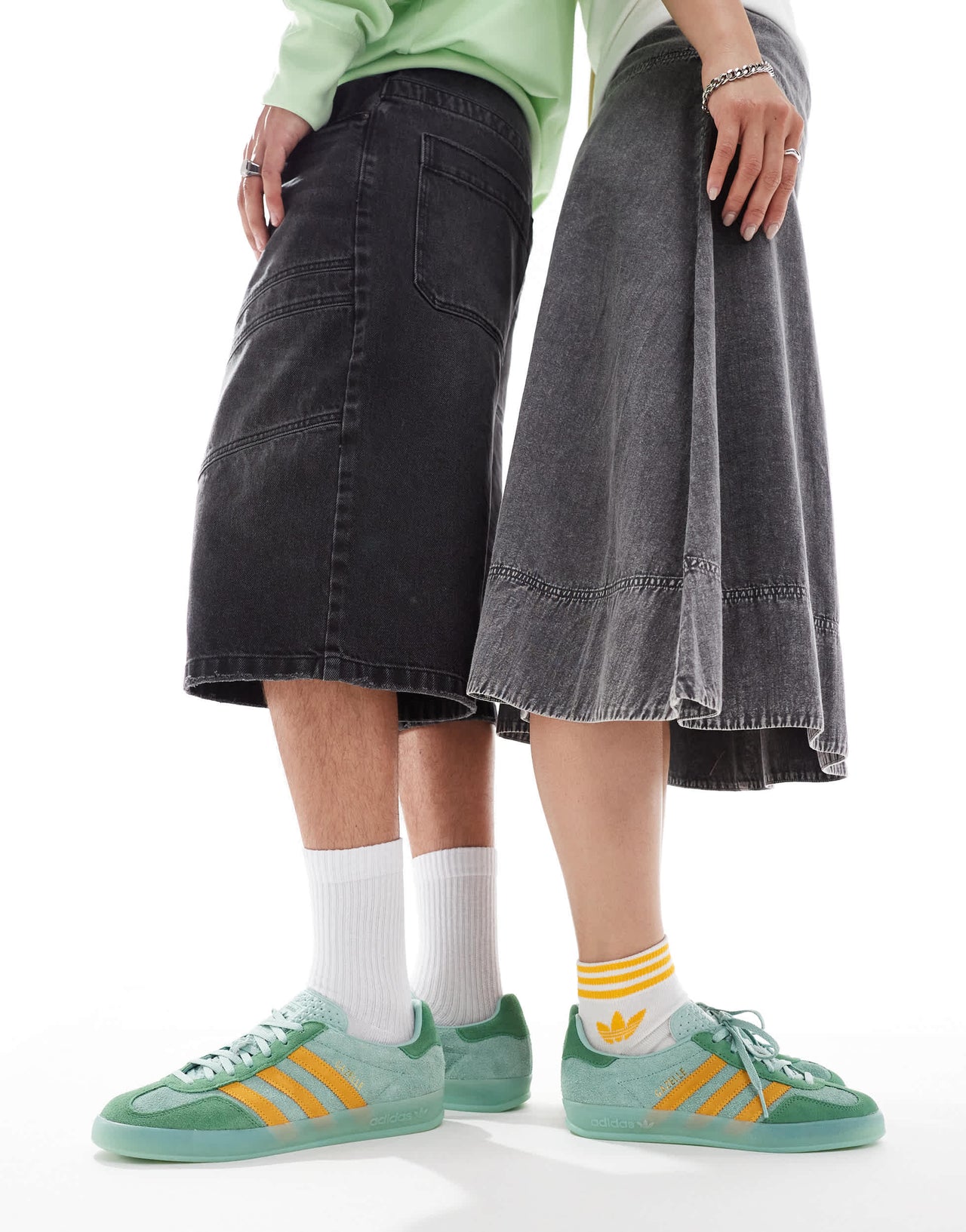 adidas Originals Gazelle Indoor trainers in green and yellow with green sole