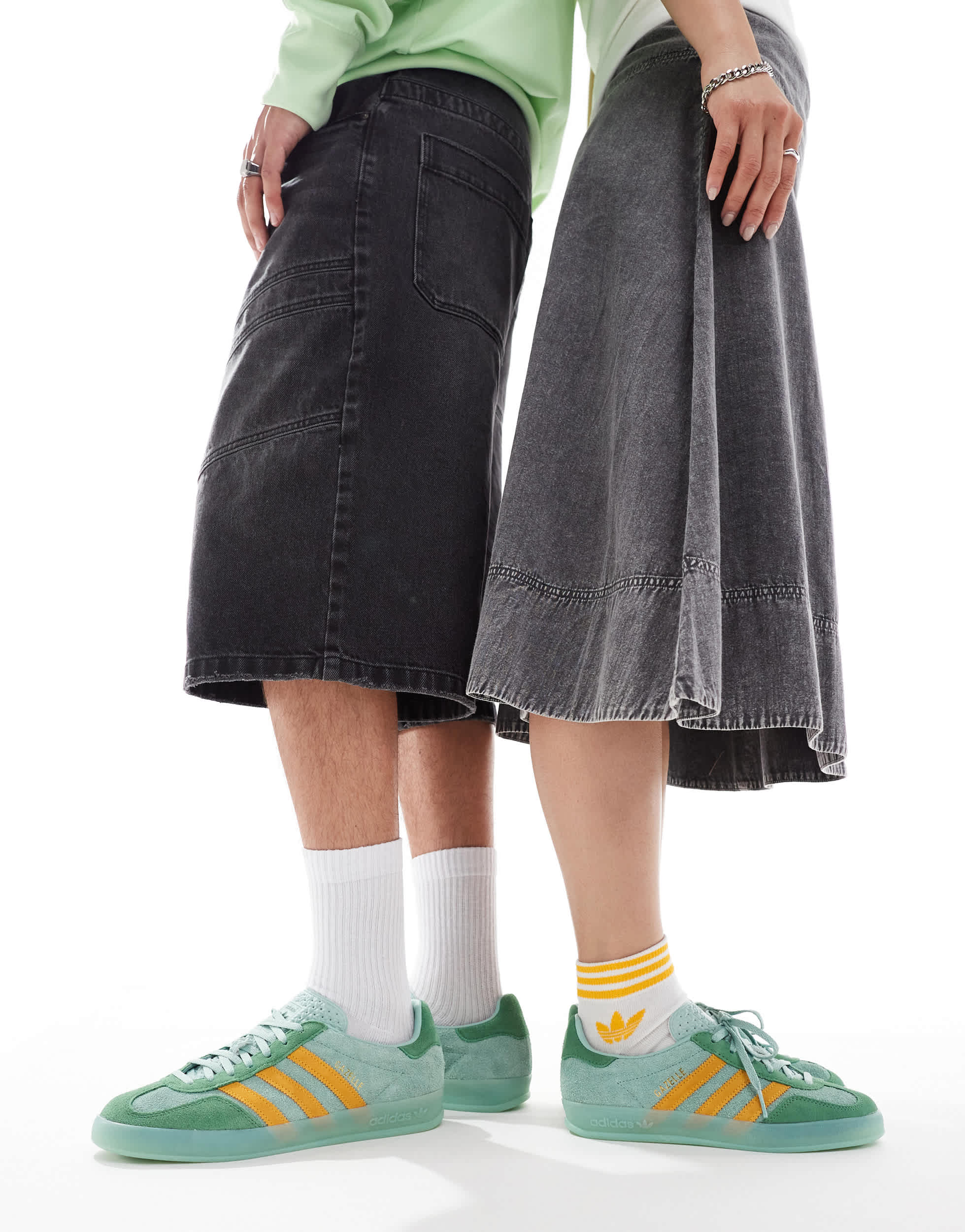 adidas Originals Gazelle Indoor trainers in green and yellow with green sole