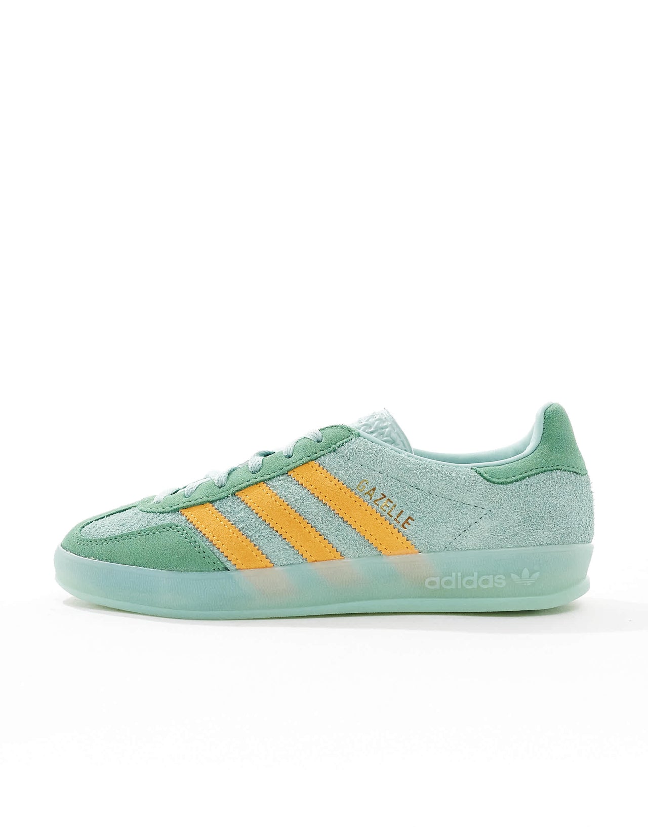 adidas Originals Gazelle Indoor trainers in green and yellow with green sole