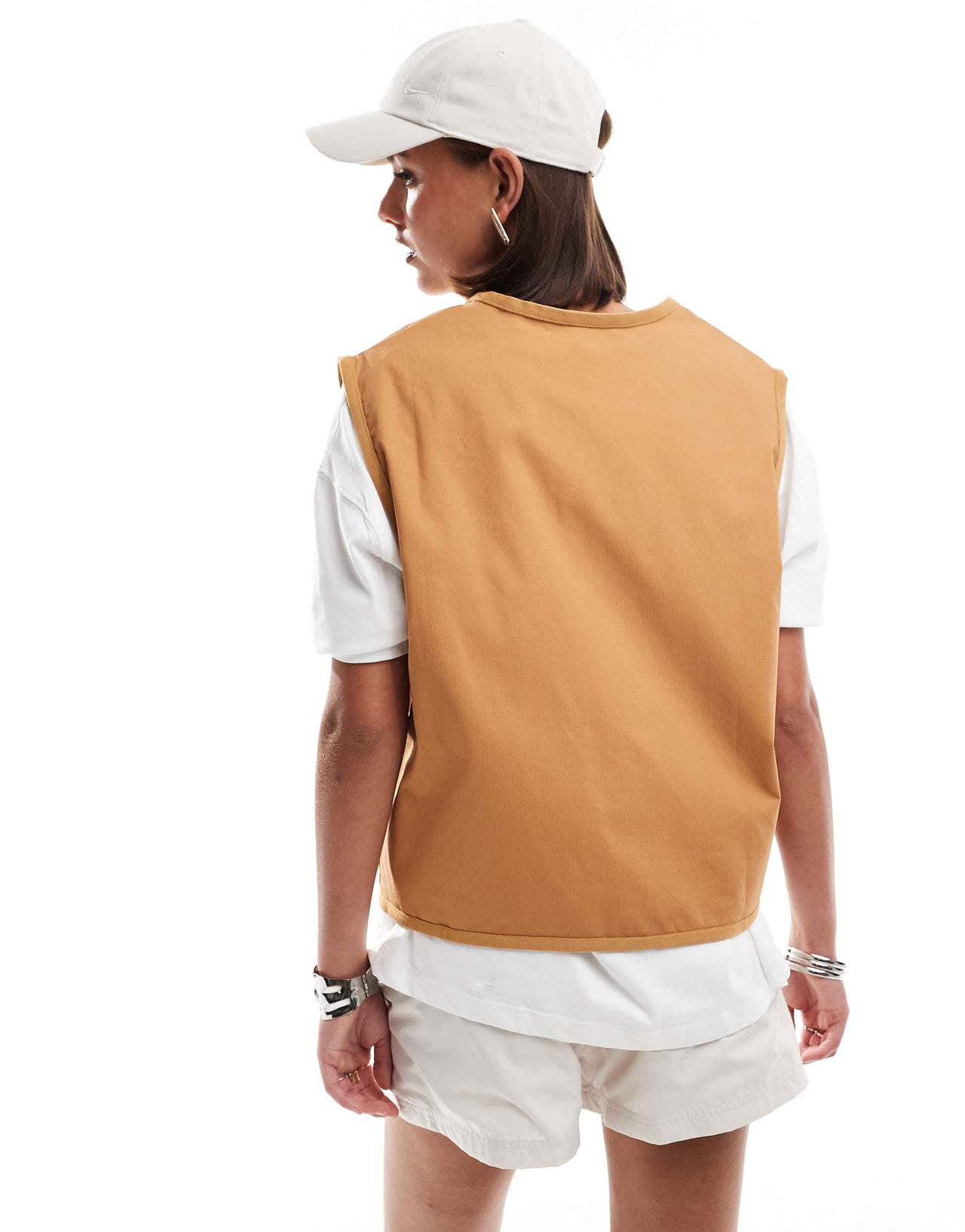 Nike woven cargo vest in brown