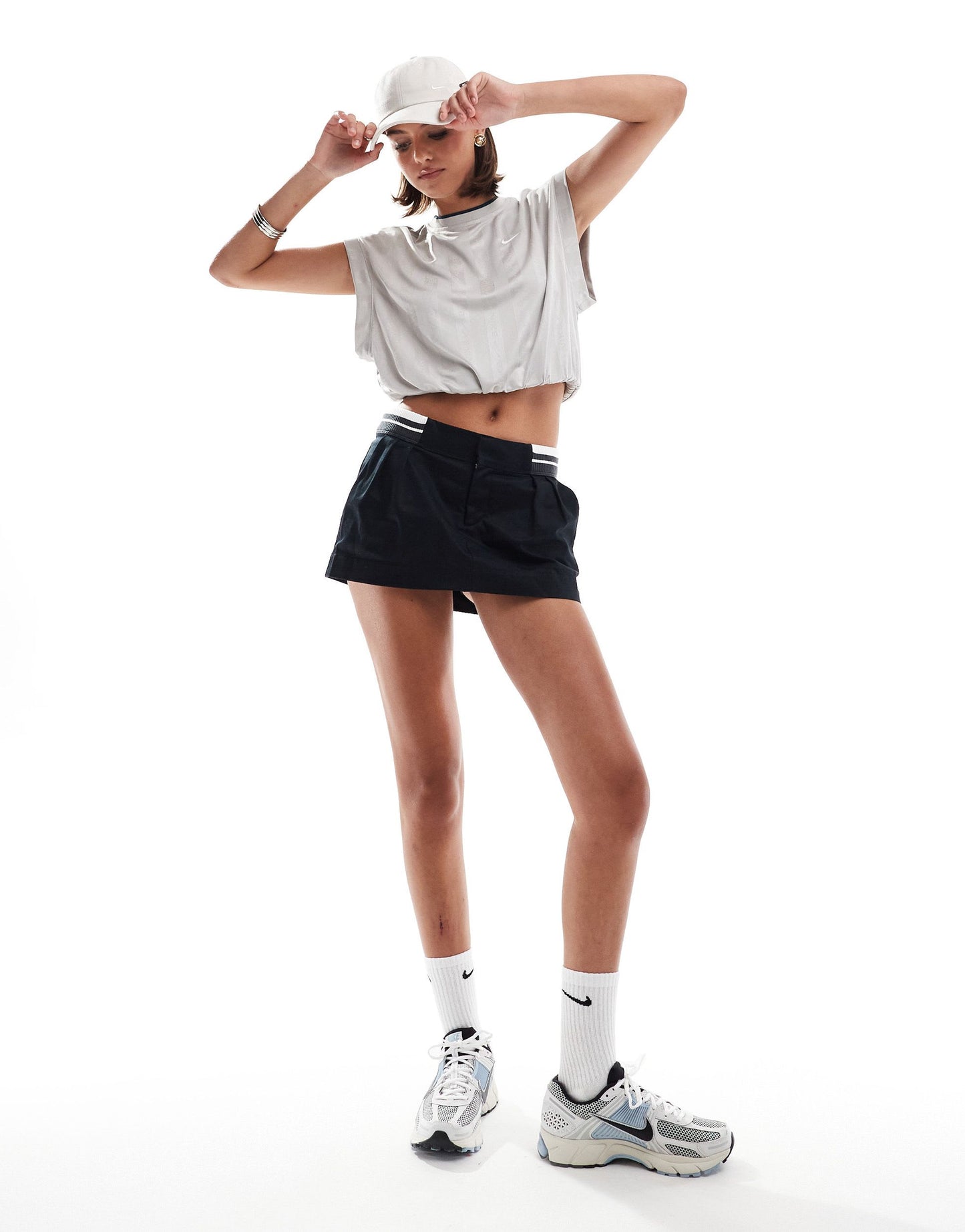 Nike NSW Collection Jacquard cropped jersey top in grey