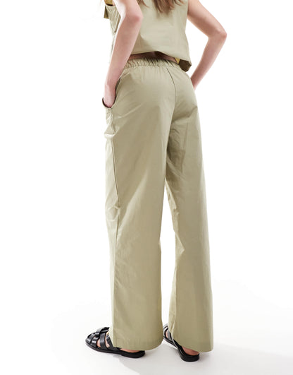 JDY wide leg trouser co-ord in sage green