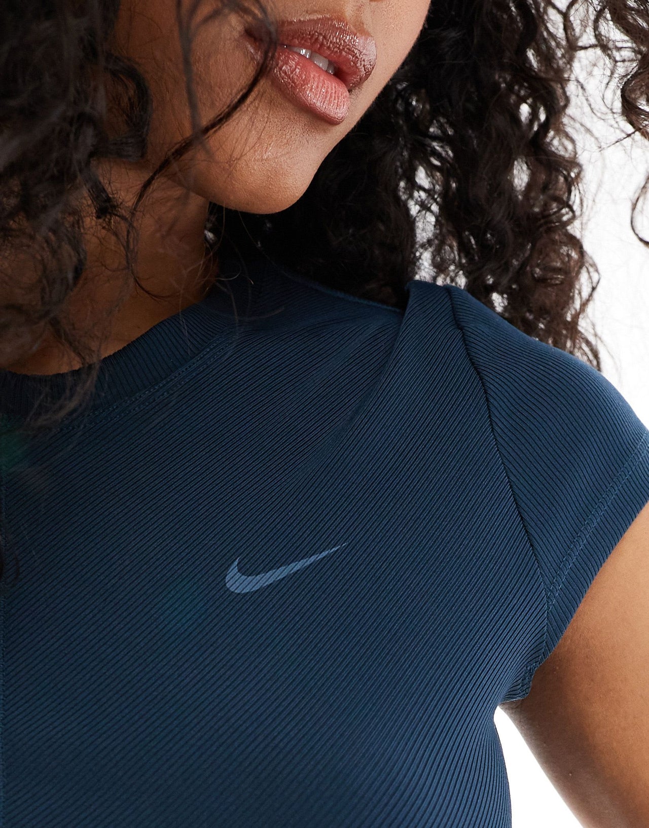 Nike One Training wrapped ribbed t-shirt in navy