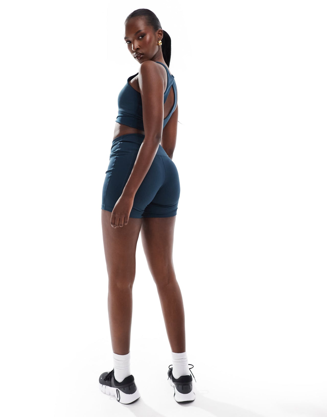 Nike One Training Dri-FIT wrapped high waisted 5 inch leggings shorts in navy