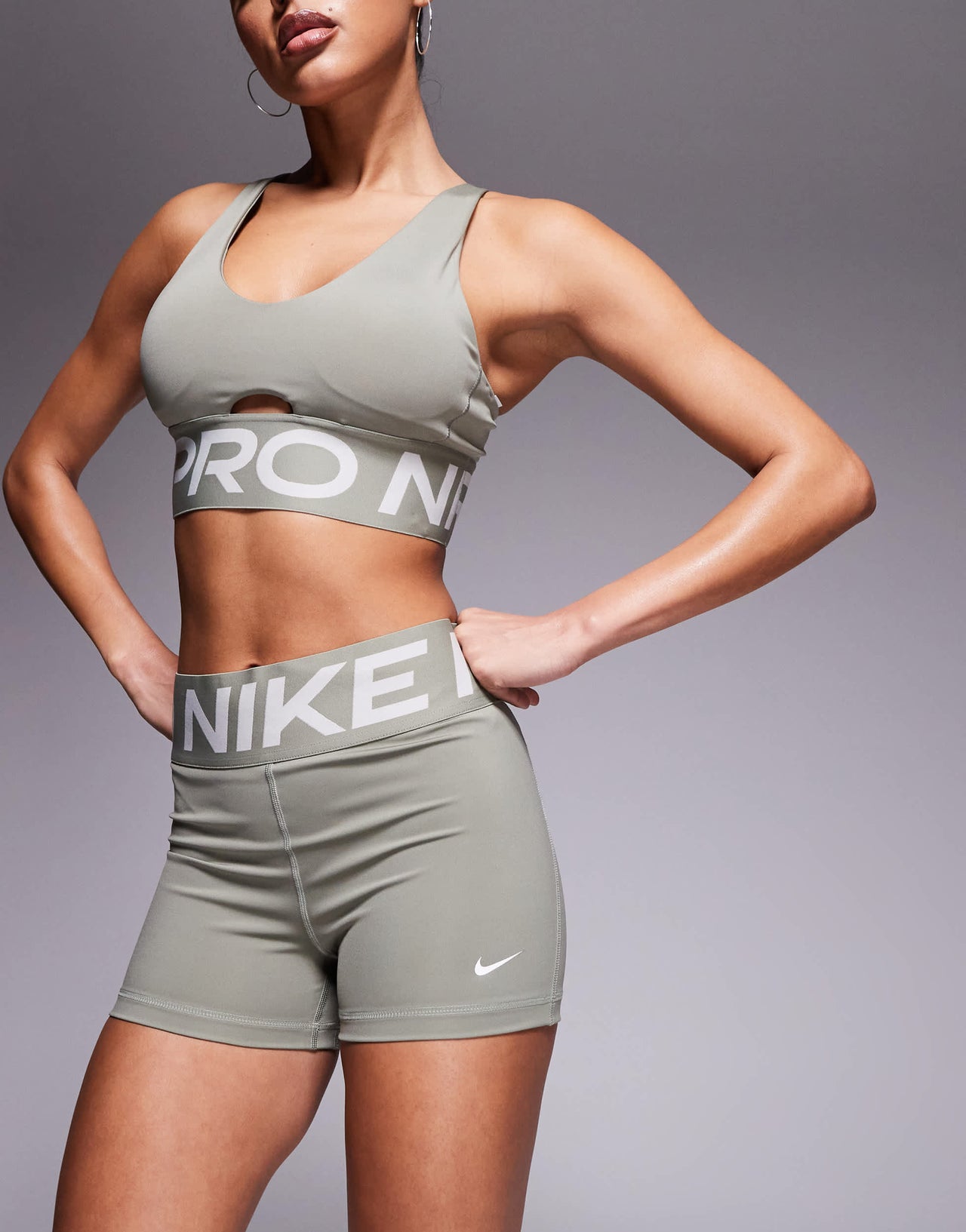 Nike Pro Training Dri-FIT 365 3 inch sculpt leggings shorts in khaki