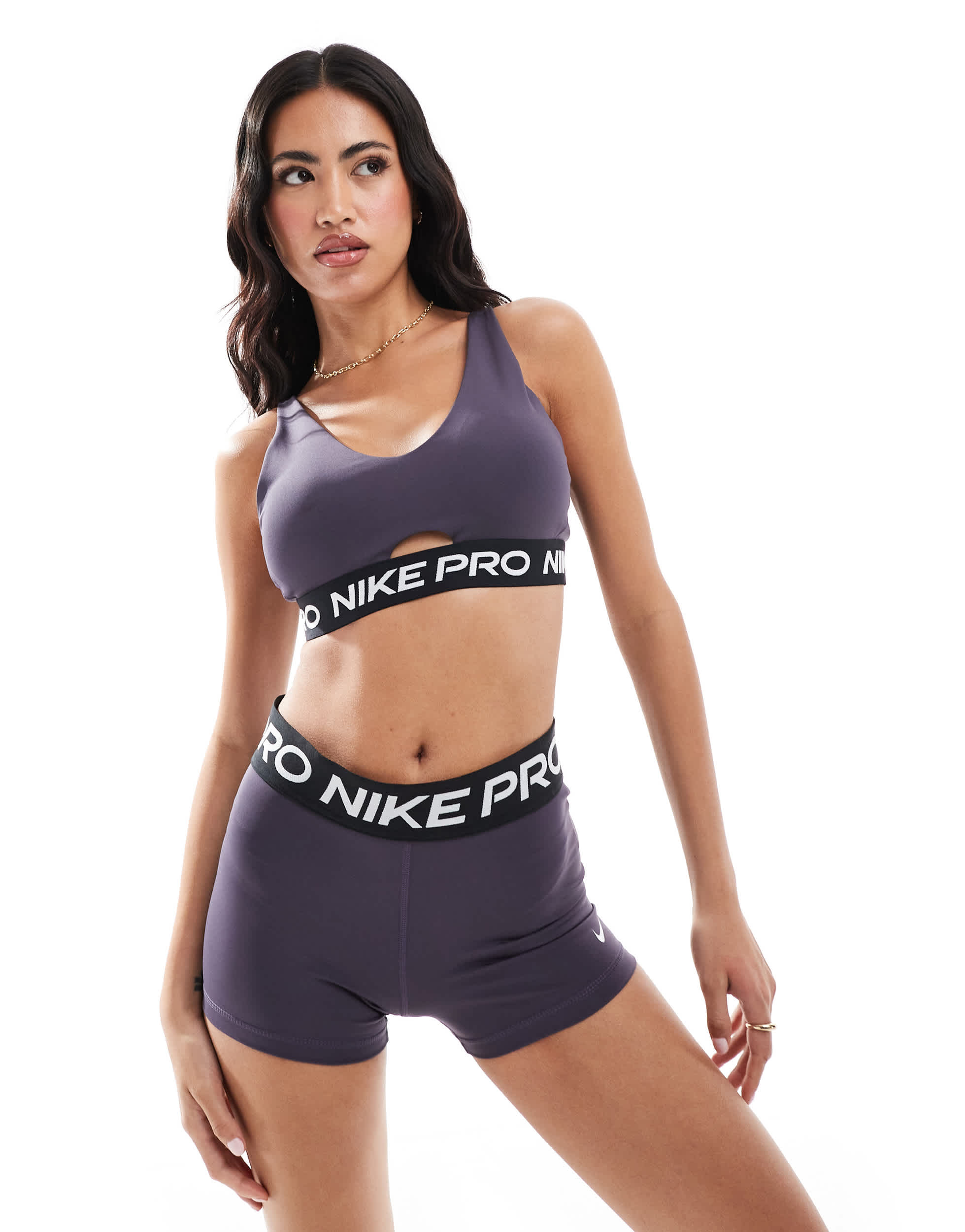 Nike Pro Training 365 3 inch leggings shorts in purple