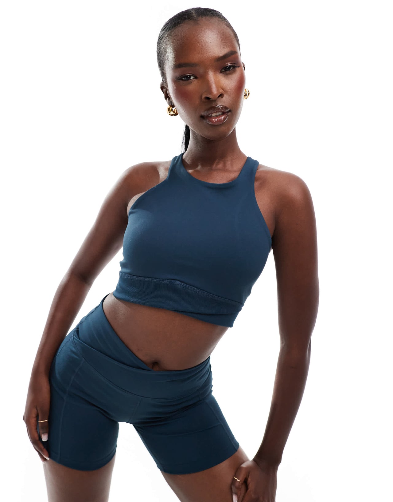 Nike One Training wrapped light support sports bra in navy