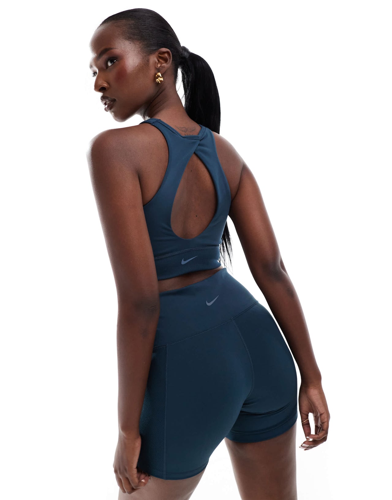 Nike One Training wrapped light support sports bra in navy