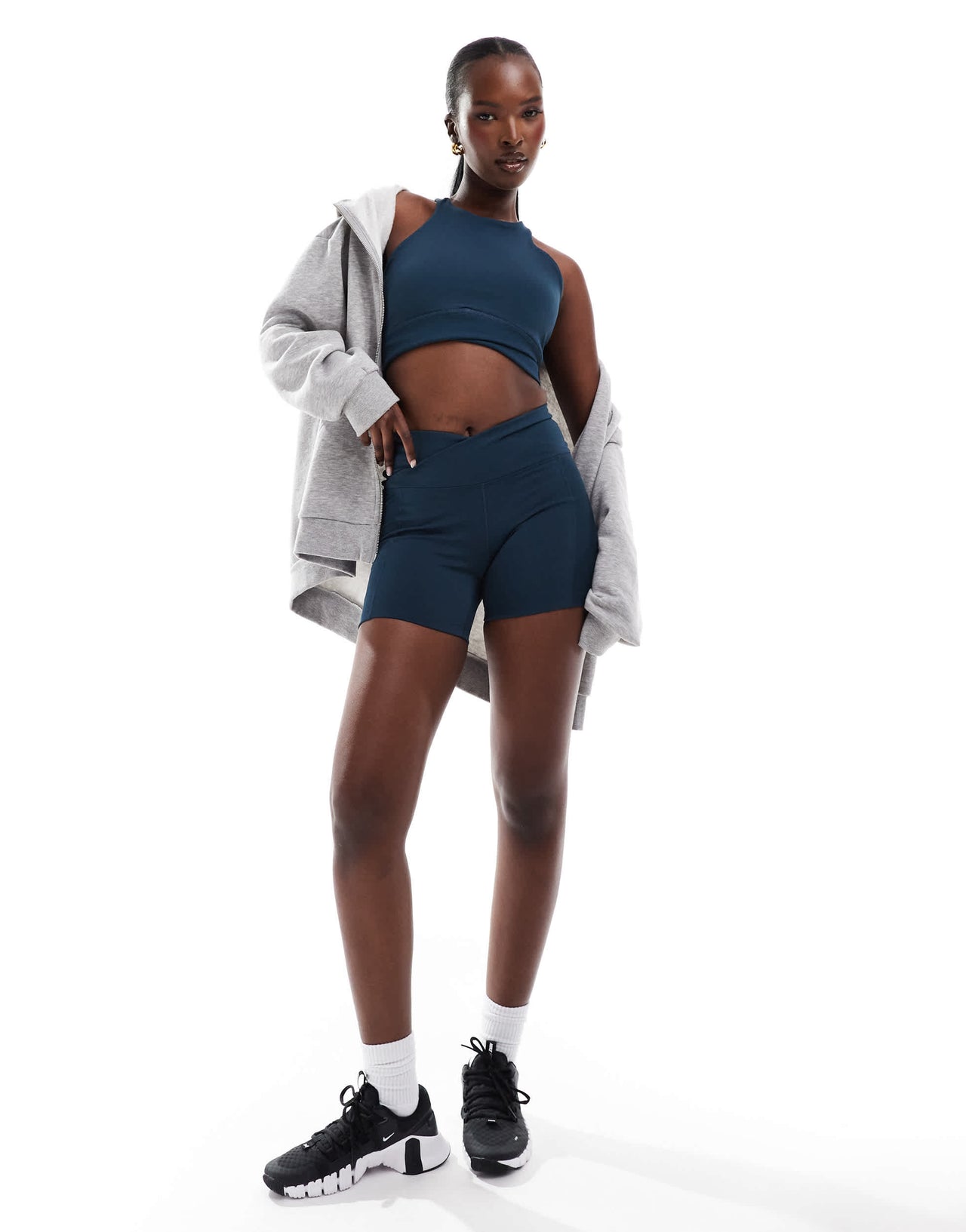 Nike One Training wrapped light support sports bra in navy