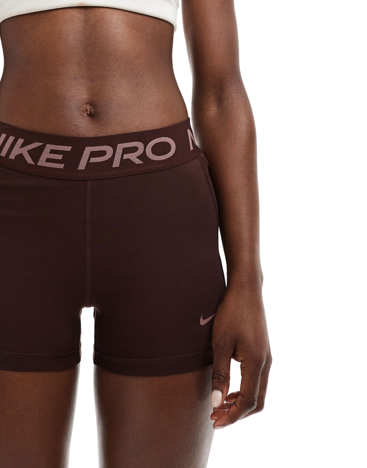 Nike Pro Training 365 3 inch leakproof leggings shorts in dark brown