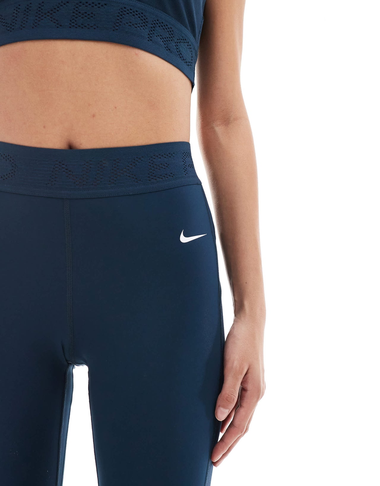 Nike Pro Training mid-rise 7/8 mesh leggings in navy