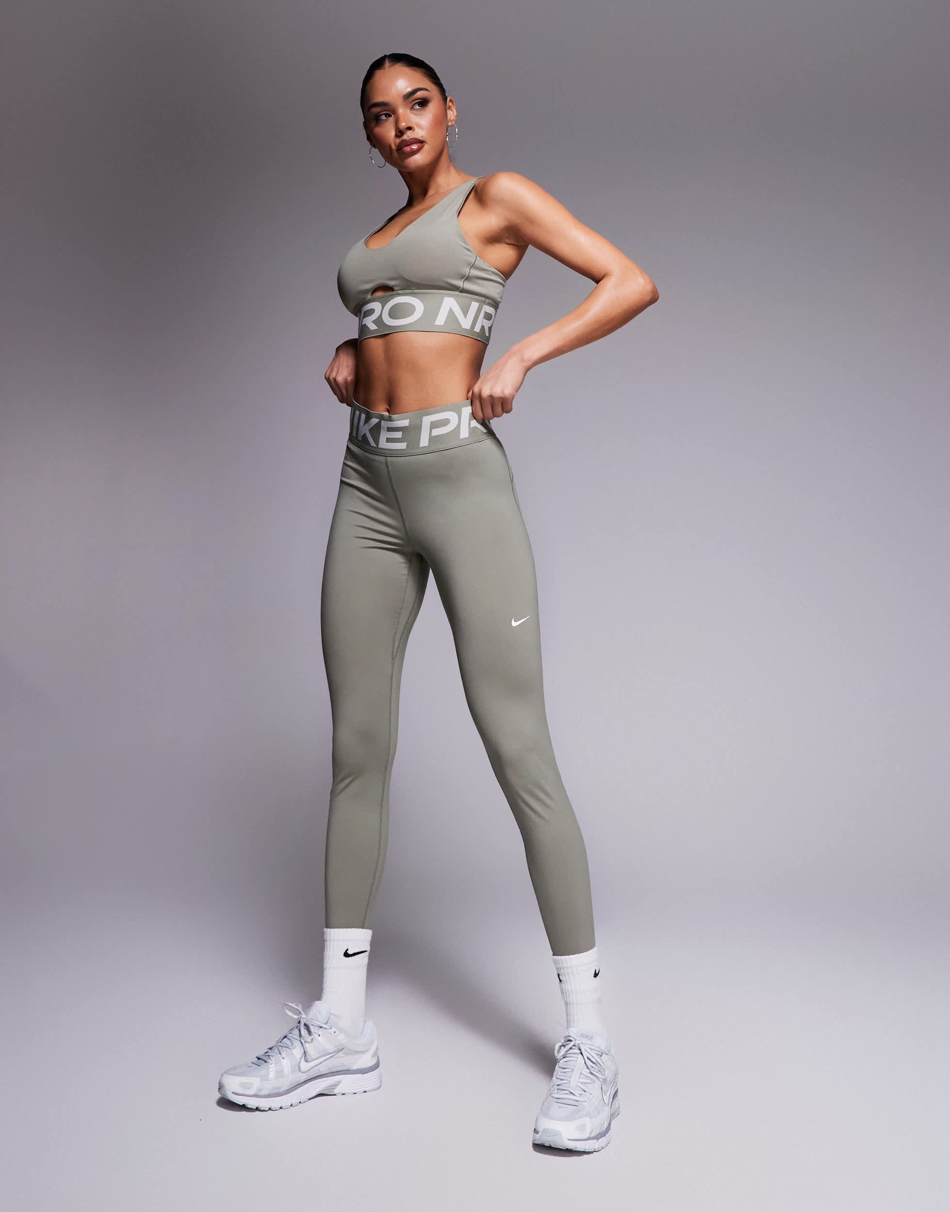 Nike Pro Training Dri-FIT high-waisted sculpt leggings in khaki