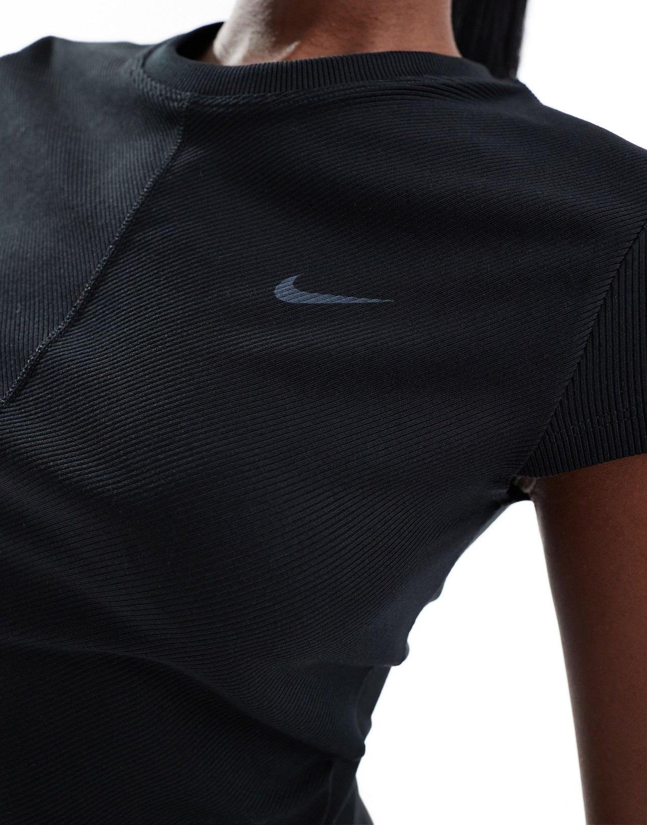 Nike One Training wrapped ribbed t-shirt in black