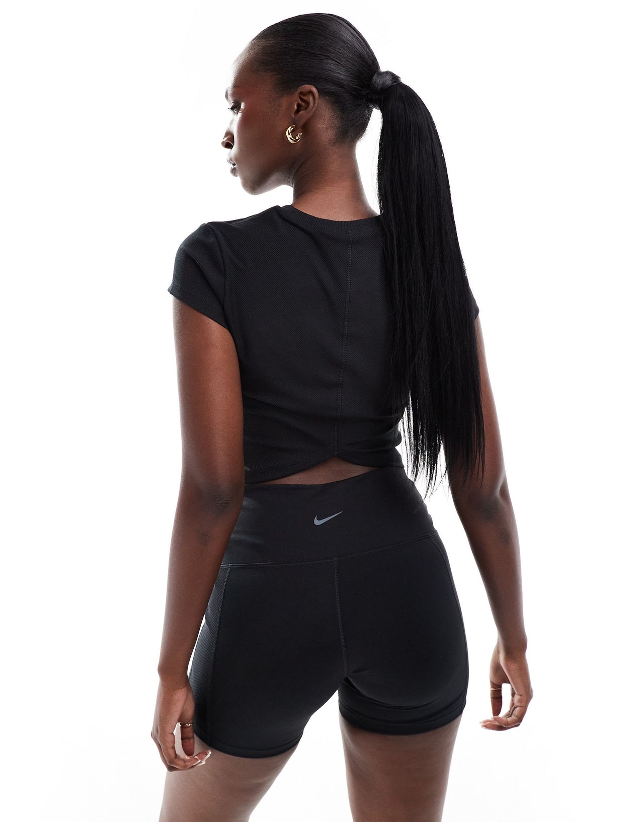 Nike One Training wrapped ribbed t-shirt in black