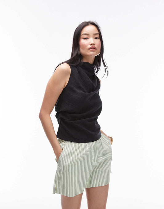 Topshop high neck sleeveless top in black