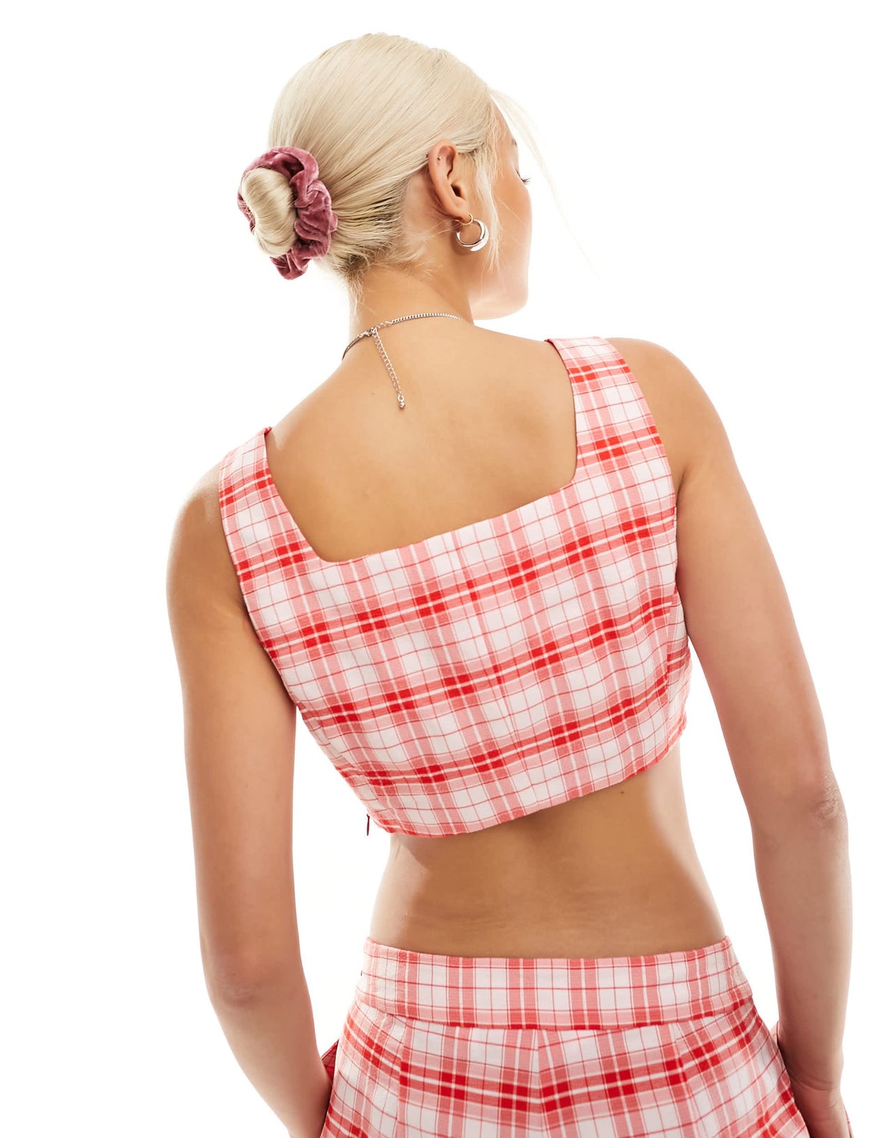 Something New X Chloe Frater corset top co-ord in red check