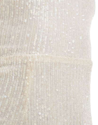 New Look sequin bandeau mini dress in cream