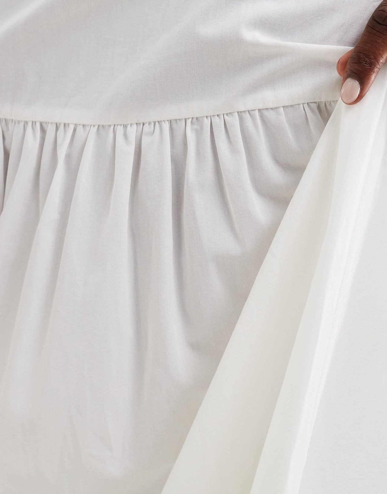 New Look poplin tiered midi skirt in white