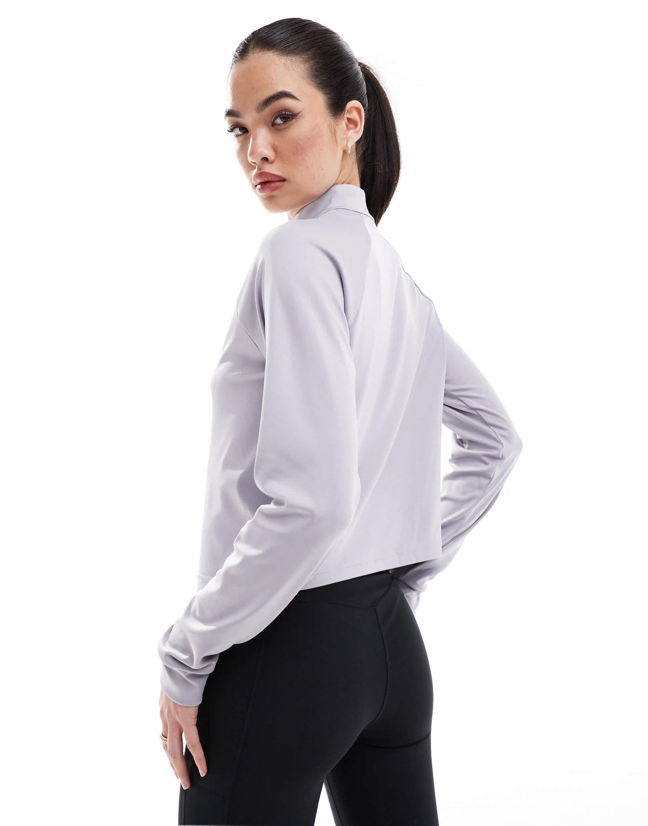 adidas Training Hyperglam 1/4 zip top in light grey