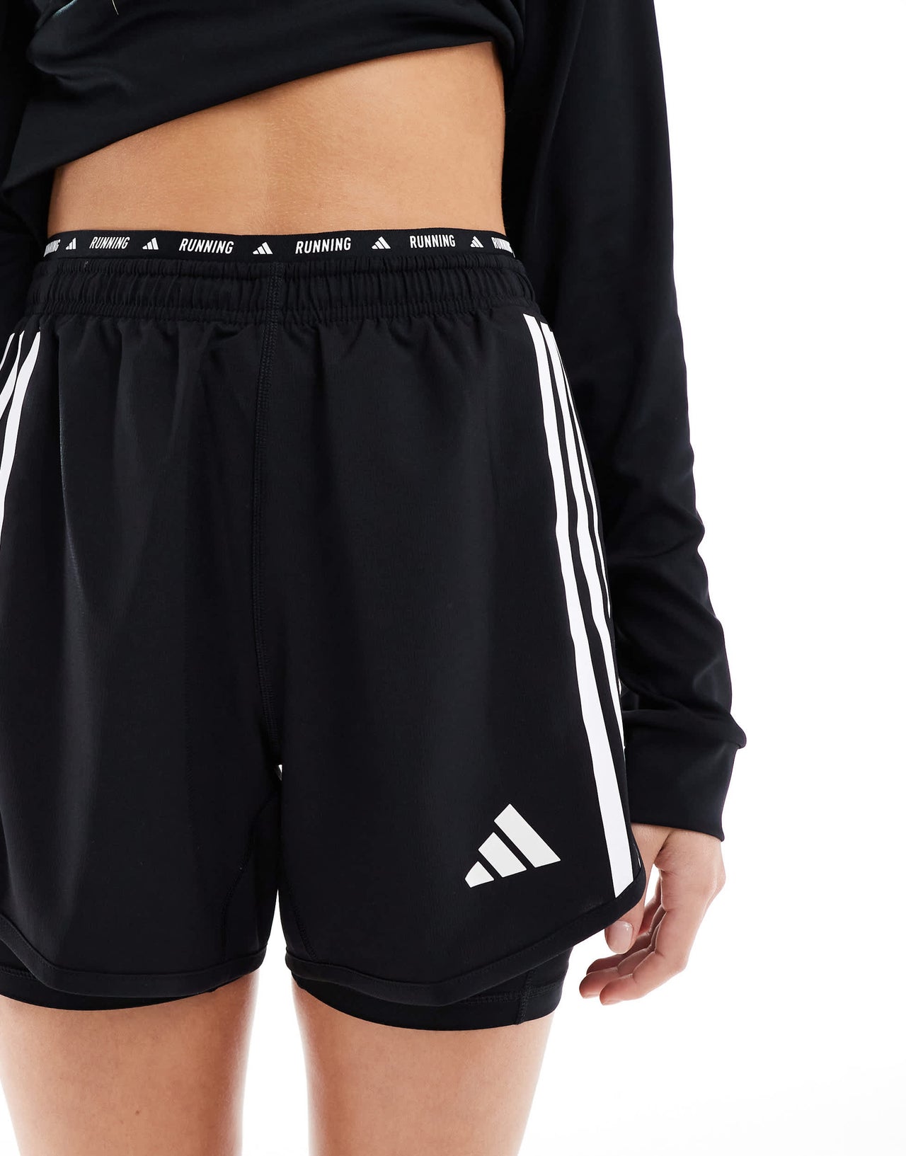 adidas Running Own The Run 2-in-1 shorts in black
