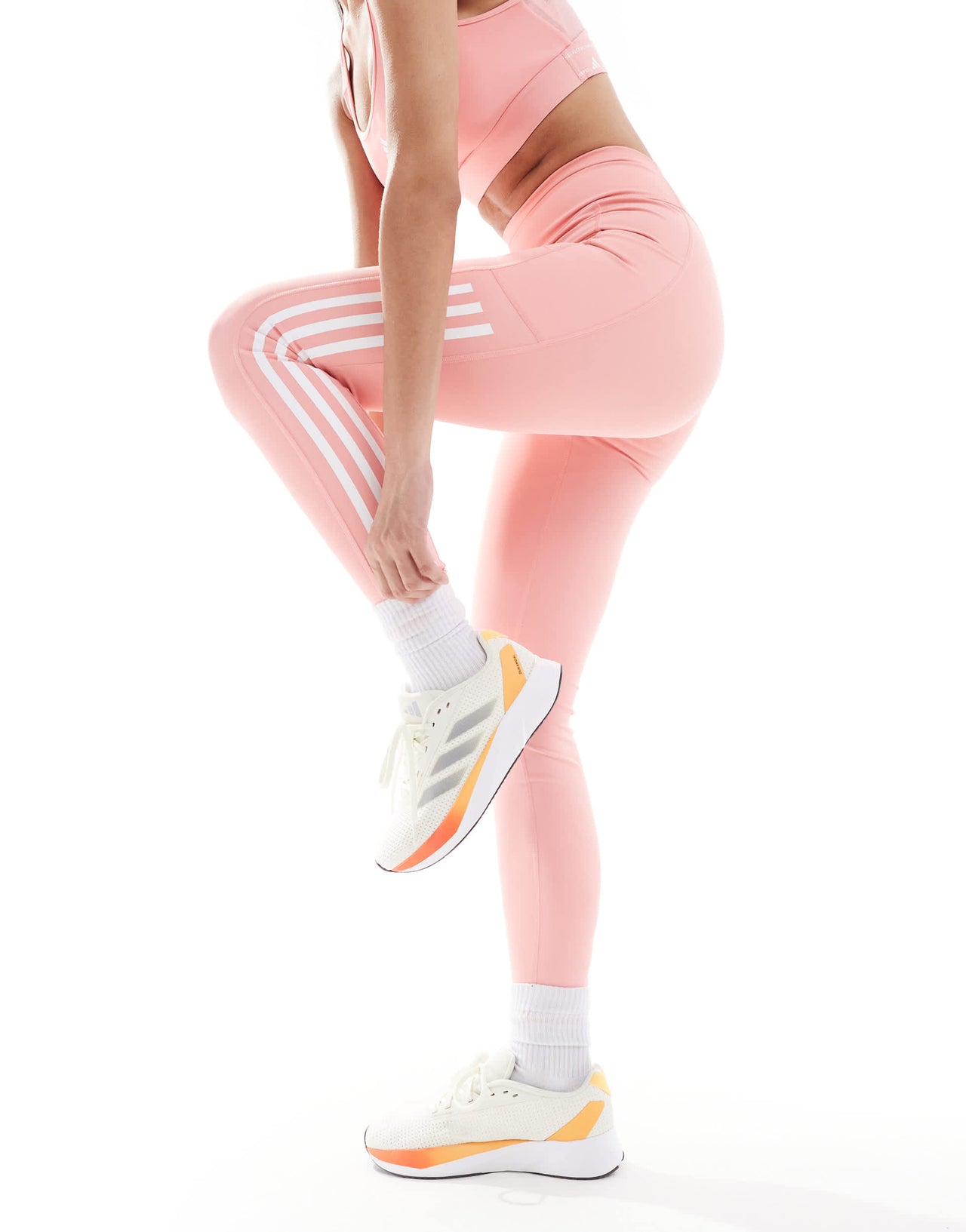adidas Training all gym leggings with phone pocket in pink