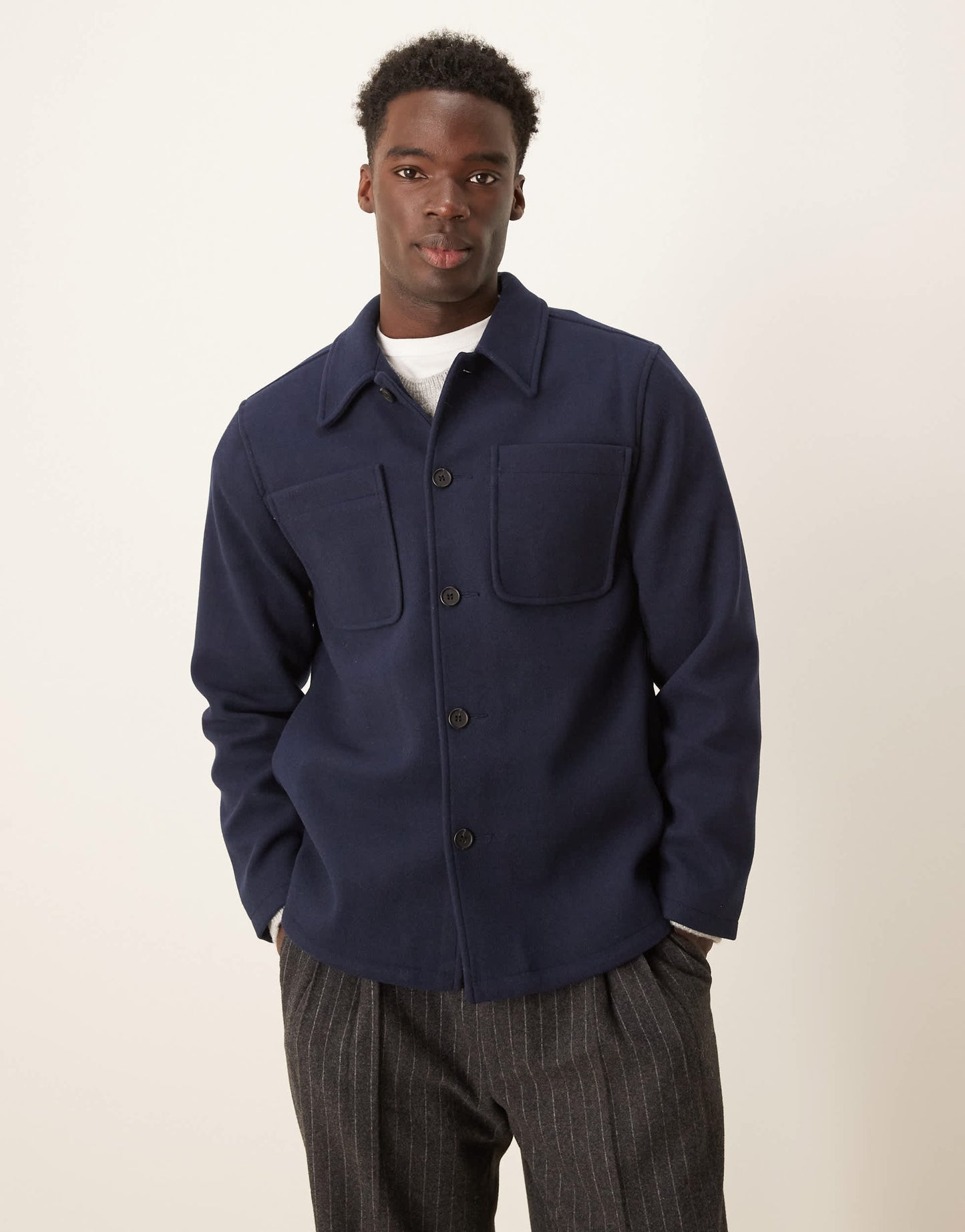 ASOS DESIGN wool look shacket in navy