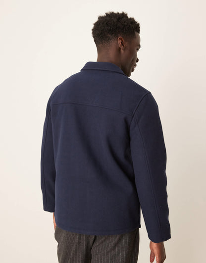 ASOS DESIGN wool look shacket in navy