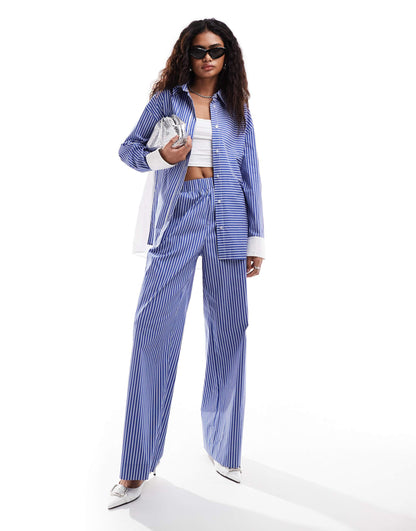 Emory Park stripe wide leg trousers co-ord in blue