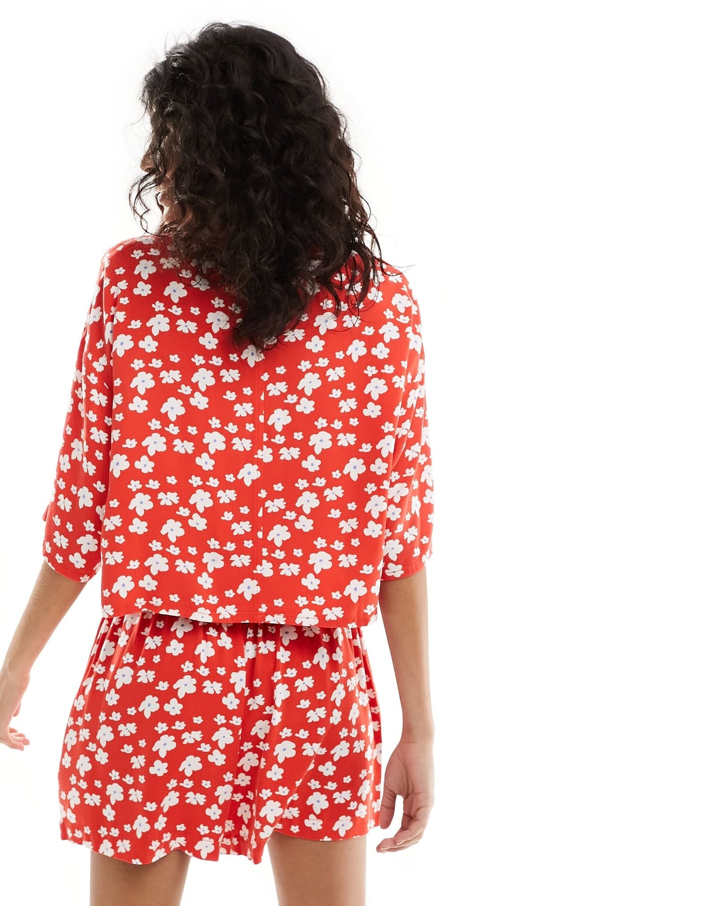 ASOS DESIGN boxy shirt in red floral print