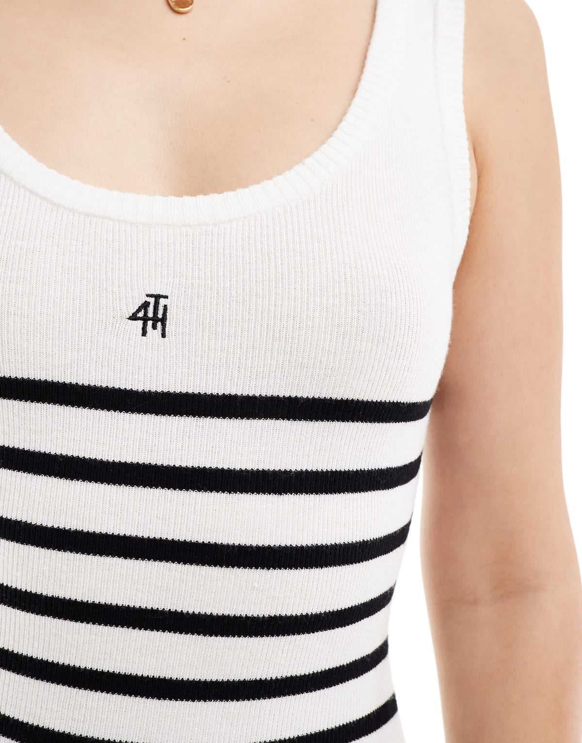4th & Reckless knitted sleeveless scoop neck mini dress in white stripe