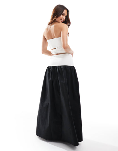 4th & Reckless bandeau cut out dropped waist maxi dress in monochrome