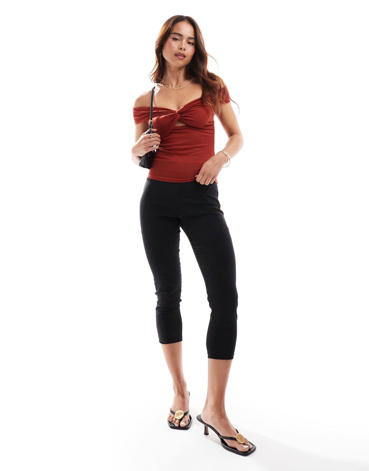 4th & Reckless knitted bandeau knot detail top in washed red