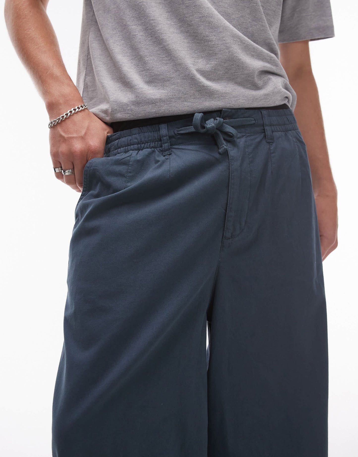 Topman wide leg trousers in mid blue