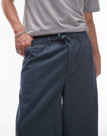 Topman wide leg trousers in mid blue
