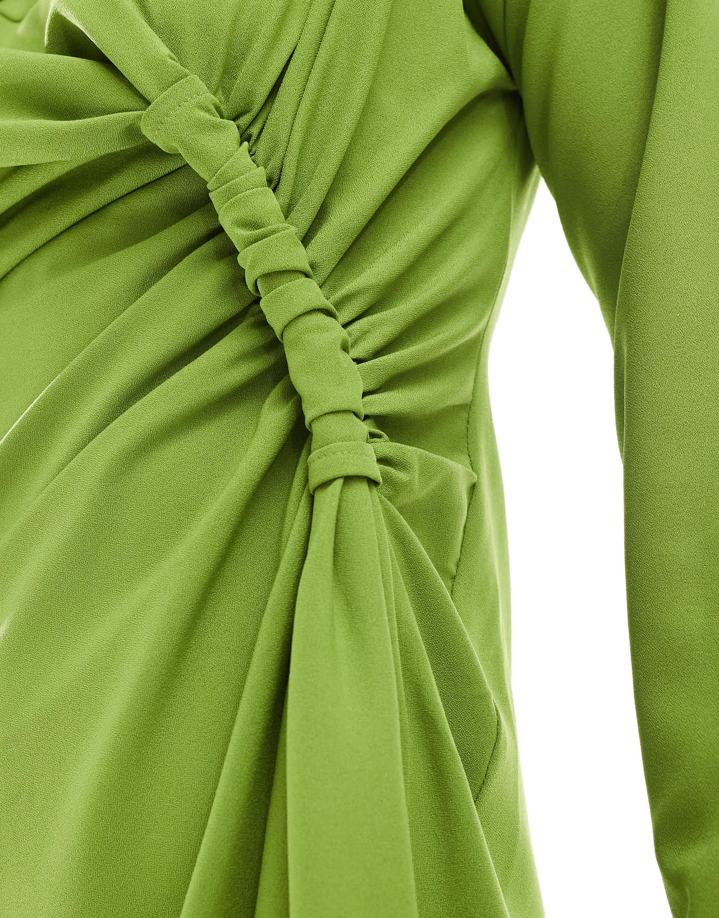 ASOS DESIGN slash neck knot detail mini dress in forest green