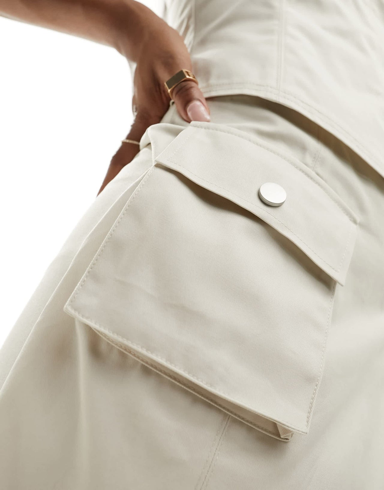 Simmi buckle detail cargo wrap mini skirt co-ord in stone