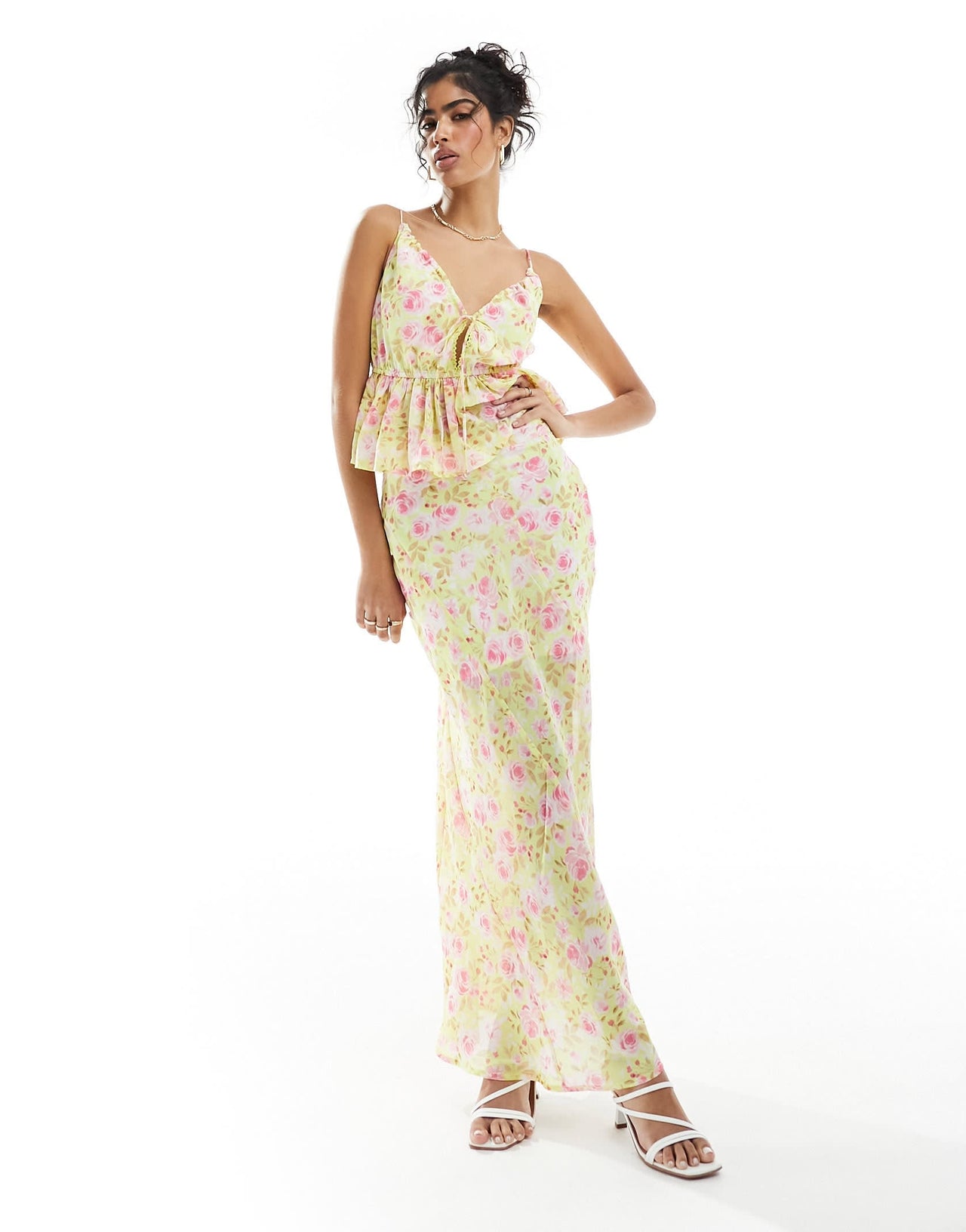 ASOS DESIGN peplum detail cami co-ord top in floral print