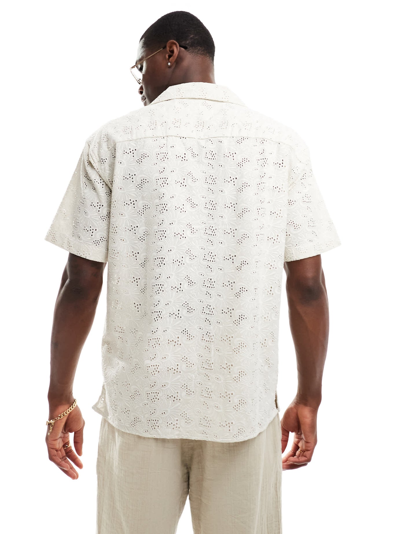Jack & Jones boxy shirt in white lace