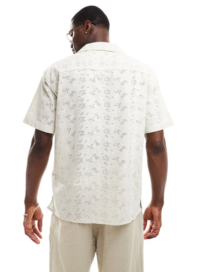 Jack & Jones boxy shirt in white lace
