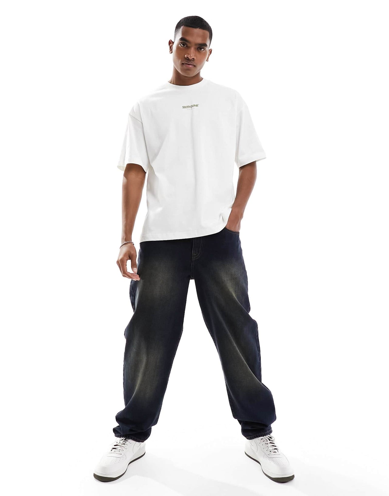 Sixth June oversized graphic back t-shirt in off white