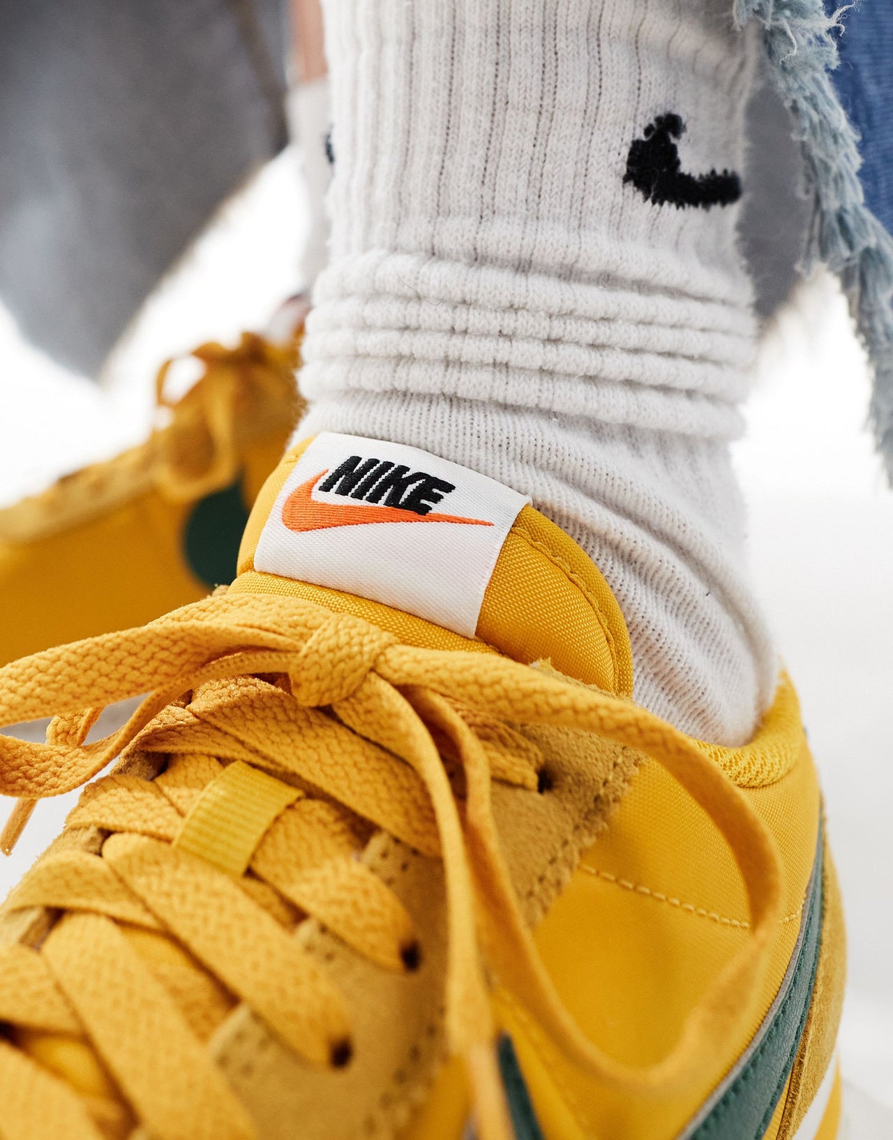 Nike Cortez TXT trainers in yellow and green