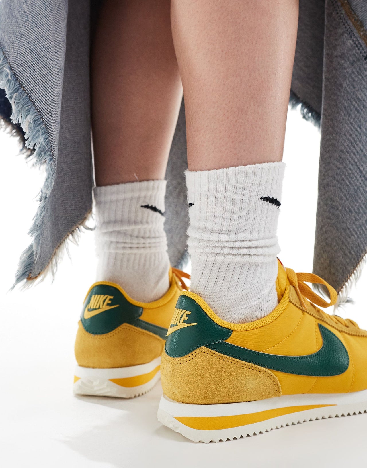 Nike Cortez TXT trainers in yellow and green