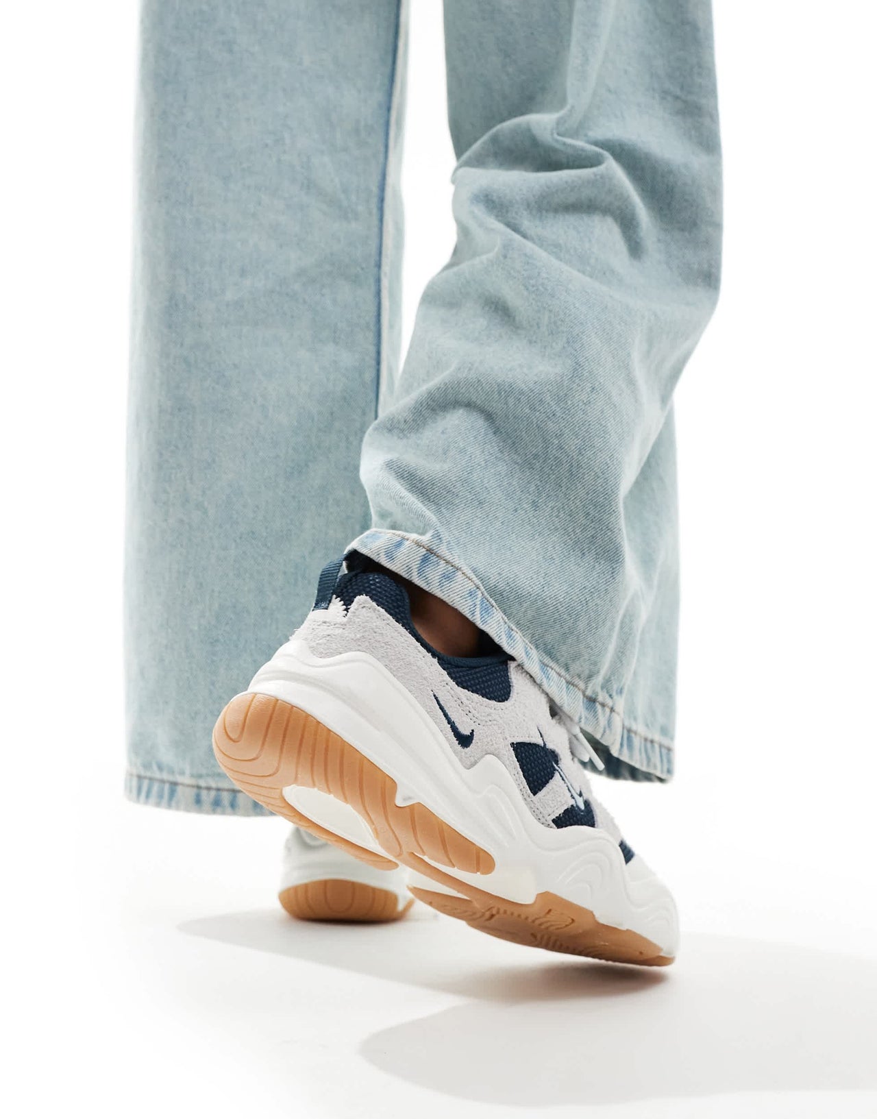 Nike Tech Hera trainers in off white with navy detail