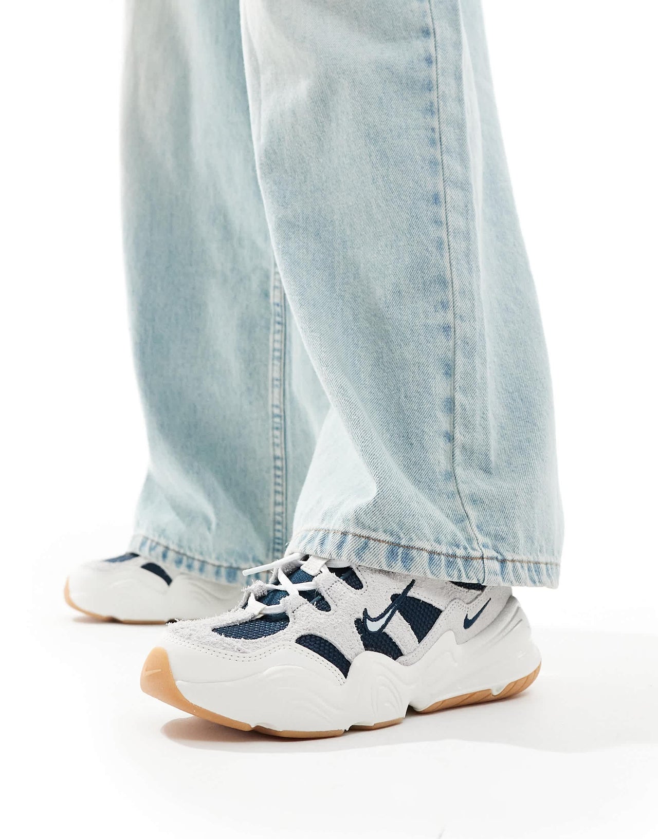 Nike Tech Hera trainers in off white with navy detail