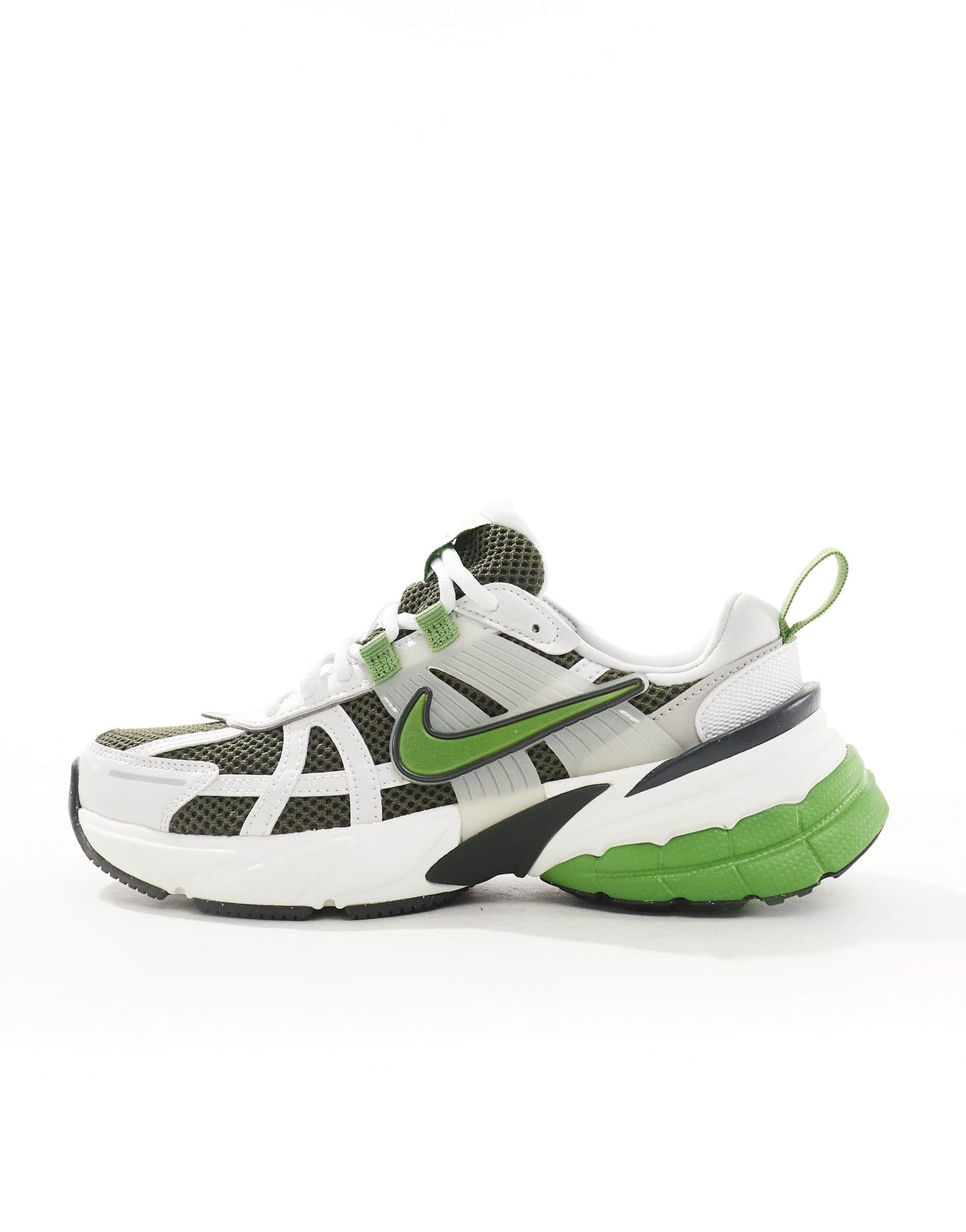 Nike V2K trainers in white and green